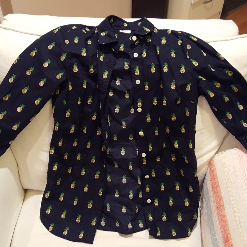 J Crew button down shirt with pineapples